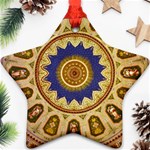 Red And White Angels Printed On Green Red And Purple Round Rug Star Ornament (Two Sides) Front