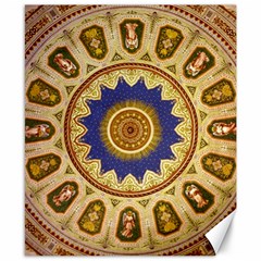 Red And White Angels Printed On Green Red And Purple Round Rug Canvas 8  X 10  by Pakrebo