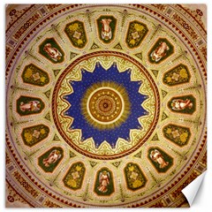 Red And White Angels Printed On Green Red And Purple Round Rug Canvas 16  X 16  by Pakrebo