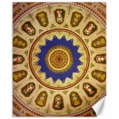 Red And White Angels Printed On Green Red And Purple Round Rug Canvas 16  X 20  by Pakrebo