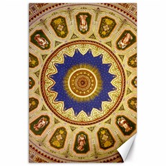 Red And White Angels Printed On Green Red And Purple Round Rug Canvas 20  X 30  by Pakrebo