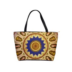 Red And White Angels Printed On Green Red And Purple Round Rug Classic Shoulder Handbag by Pakrebo