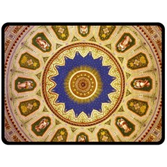 Red And White Angels Printed On Green Red And Purple Round Rug Fleece Blanket (large)  by Pakrebo