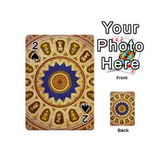 Red And White Angels Printed On Green Red And Purple Round Rug Playing Cards 54 Designs (mini) by Pakrebo