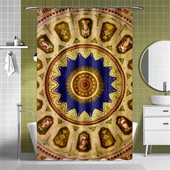 Red And White Angels Printed On Green Red And Purple Round Rug Shower Curtain 48  X 72  (small)  by Pakrebo