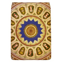 Red And White Angels Printed On Green Red And Purple Round Rug Removable Flap Cover (l) by Pakrebo