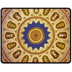 Red And White Angels Printed On Green Red And Purple Round Rug Double Sided Fleece Blanket (medium)  by Pakrebo