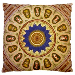 Red And White Angels Printed On Green Red And Purple Round Rug Large Flano Cushion Case (two Sides) by Pakrebo