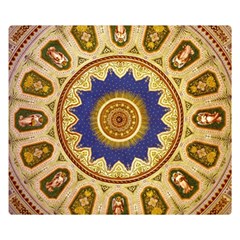 Red And White Angels Printed On Green Red And Purple Round Rug Double Sided Flano Blanket (small)  by Pakrebo