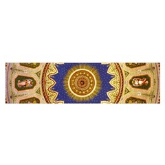 Red And White Angels Printed On Green Red And Purple Round Rug Satin Scarf (oblong) by Pakrebo