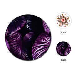 Purple Leaves Playing Cards Single Design (round) by Pakrebo