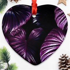 Purple Leaves Heart Ornament (two Sides) by Pakrebo