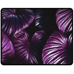 Purple Leaves Fleece Blanket (medium)  by Pakrebo