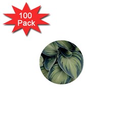 Closeup Photo Of Green Variegated Leaf Plants 1  Mini Buttons (100 Pack)  by Pakrebo