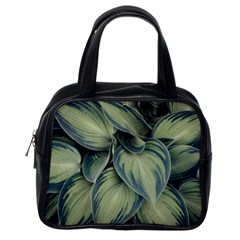 Closeup Photo Of Green Variegated Leaf Plants Classic Handbag (one Side) by Pakrebo