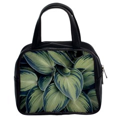 Closeup Photo Of Green Variegated Leaf Plants Classic Handbag (two Sides) by Pakrebo