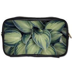 Closeup Photo Of Green Variegated Leaf Plants Toiletries Bag (two Sides) by Pakrebo