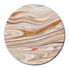 Brown And Yellow Abstract Painting Round Mousepads by Pakrebo