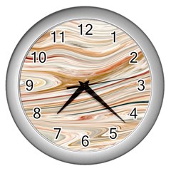 Brown And Yellow Abstract Painting Wall Clock (silver) by Pakrebo