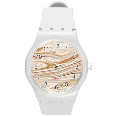 Brown And Yellow Abstract Painting Round Plastic Sport Watch (m) by Pakrebo