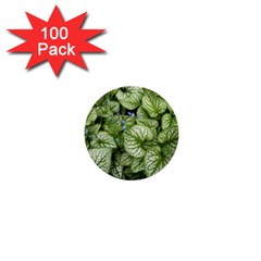 Green And White Leaf Plant 1  Mini Buttons (100 Pack)  by Pakrebo