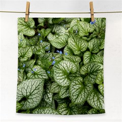 Green And White Leaf Plant Face Towel by Pakrebo