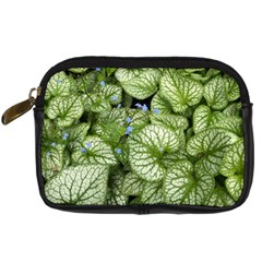 Green And White Leaf Plant Digital Camera Leather Case