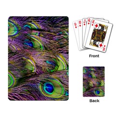 Green Purple And Blue Peacock Feather Digital Wallpaper Playing Cards Single Design (rectangle) by Pakrebo