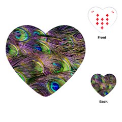 Green Purple And Blue Peacock Feather Digital Wallpaper Playing Cards Single Design (heart) by Pakrebo