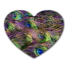 Green Purple And Blue Peacock Feather Digital Wallpaper Heart Mousepads by Pakrebo