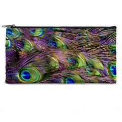 Green Purple And Blue Peacock Feather Digital Wallpaper Pencil Cases by Pakrebo