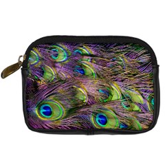 Green Purple And Blue Peacock Feather Digital Wallpaper Digital Camera Leather Case by Pakrebo