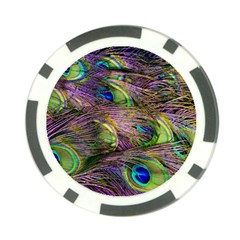 Green Purple And Blue Peacock Feather Digital Wallpaper Poker Chip Card Guard (10 Pack) by Pakrebo