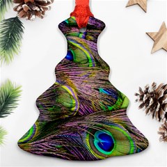 Green Purple And Blue Peacock Feather Digital Wallpaper Ornament (christmas Tree)  by Pakrebo