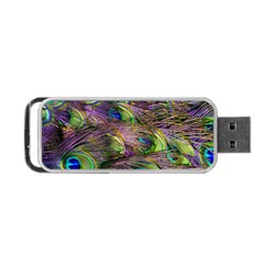 Green Purple And Blue Peacock Feather Digital Wallpaper Portable Usb Flash (one Side) by Pakrebo