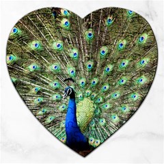 Blue And Green Peacock Jigsaw Puzzle (heart) by Pakrebo