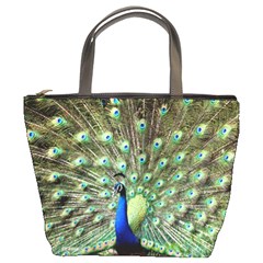 Blue And Green Peacock Bucket Bag