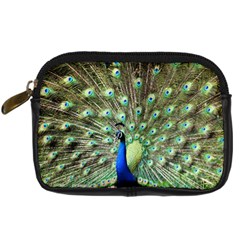 Blue And Green Peacock Digital Camera Leather Case by Pakrebo