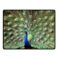 Blue And Green Peacock Double Sided Fleece Blanket (small)  by Pakrebo