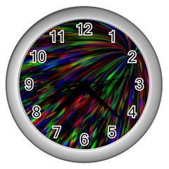 Explosion Fireworks Rainbow Wall Clock (silver) by Bajindul