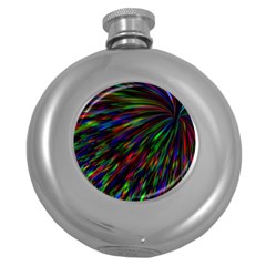 Explosion Fireworks Rainbow Round Hip Flask (5 Oz) by Bajindul