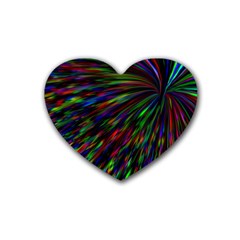 Explosion Fireworks Rainbow Rubber Coaster (heart)  by Bajindul