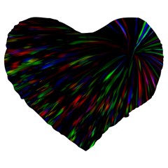 Explosion Fireworks Rainbow Large 19  Premium Heart Shape Cushions by Bajindul