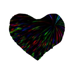 Explosion Fireworks Rainbow Standard 16  Premium Flano Heart Shape Cushions by Bajindul