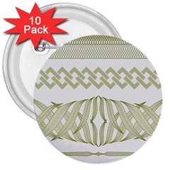 Guilloche Border 3  Buttons (10 Pack)  by Bajindul