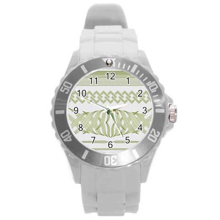 Guilloche Border Round Plastic Sport Watch (L)