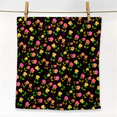 Flowers Roses Brown Face Towel by Bajindul