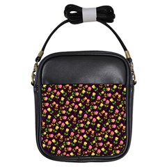 Flowers Roses Brown Girls Sling Bag by Bajindul