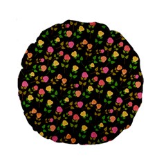 Flowers Roses Brown Standard 15  Premium Round Cushions by Bajindul