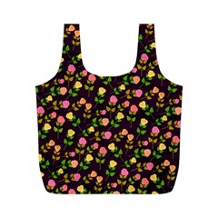 Flowers Roses Brown Full Print Recycle Bag (m) by Bajindul